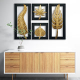 Set of 4 Abstract 3D Wooden Leaf Wall Hanging - WH10