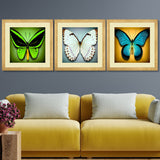 Set of 3, Vibrant Butterflies Collage Wall Art Frames - BF105
