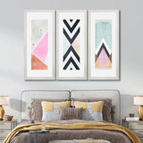 Set of 3, Vibrant Abstract Collage Collage Wall Art Frames - BF120