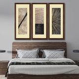 Set of 3, Black & Golden Abstract Collage Wall Art Frames - BF127