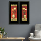 Set of 2, Flower in Vases, Chinese Themed Collage Wall Art Frames - BF132