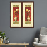 Set of 2, Flower in Vases, Chinese Themed Collage Wall Art Frames - BF132