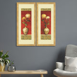 Set of 2, Flower in Vases, Chinese Themed Collage Wall Art Frames - BF132