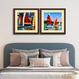 Set of 2, Sailboats at Sea Collage Wall Art Frames - BF165
