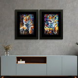 Set of 2, Resting Tiger Collage Wall Art Frames - BF188