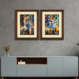 Set of 2, Resting Tiger Collage Wall Art Frames - BF188