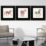 Set of 3, Multicolor Horse Collage Wall Art Frames - BF31