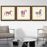 Set of 3, Multicolor Horse Collage Wall Art Frames - BF31