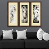 Set of 3, Black & White Horses Collage Wall Art Frames - BF42