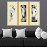 Set of 3, Black & White Horses Collage Wall Art Frames - BF42
