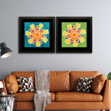 Set of 2, Abstract Colourful Collage Wall Art Frames - BF47
