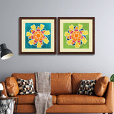 Set of 2, Abstract Colourful Collage Wall Art Frames - BF47