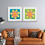 Set of 2, Abstract Colourful Collage Wall Art Frames - BF47
