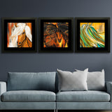 Set of 3, Abstract Colourful Horses Collage Wall Art Frames - BF57