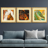 Set of 3, Abstract Colourful Horses Collage Wall Art Frames - BF57