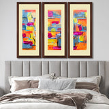 Set of 3, Vibrant Abstract Collage Wall Art Frames - BF63