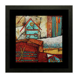 Set of 3, Abstract House on Cliff Collage Wall Art Frames - BF90
