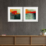 Set of 2, Dark Themed Abstract Collage Wall Art Frames - BF98