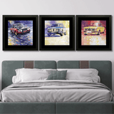 Set of 3, Vintage Racing Cars Collage Wall Art Frames - BF10