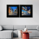 Set of 2, People in the Market Scenery Painting Collage Wall Art Frames - BF07