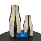 White & Golden Classic Ceramic Vase for Table Décor (2 Variations) - Raqeeq