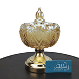 Crystal Bowl with Lid & Metal Stand for Table Decor- Raqeeq