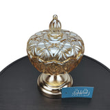 Crystal Bowl with Lid & Metal Stand for Table Decor- Raqeeq