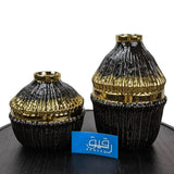 Set of 2 Black & Golden Vase for Table Décor - GD568