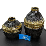 Set of 2 Black & Golden Vase for Table Décor - GD568