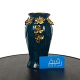 Classical Floral Themed Green & Golden Ceramic Vase for Table Décor - GD625