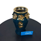 Classical Floral Themed Green & Golden Ceramic Vase for Table Décor - GD625