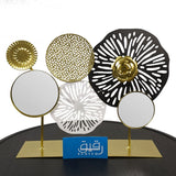 Black & Golden Metal Table Décor with Accent Sunburst & Mirror - Raqeeq GD626