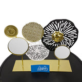 Black & Golden Metal Table Décor with Accent Sunburst & Mirror - Raqeeq GD626