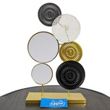 Black & Golden Metal Table Décor with Accent Sunburst & Mirror - Raqeeq GD627