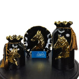 Set of 3 Black & Golden Ceramic Decoration set for Home Décor - GD724