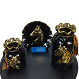 Set of 3 Black & Golden Ceramic Decoration set for Home Décor - GD724