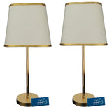 Pair of Golden Steel Table Lamps with Rhombus Shades - Raqeeq