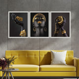 Set of 3, African lady Collage Wall Art Frames - S01