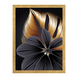Set of 3, Black & Golden Flowers Wall Art Frames - S09