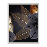 Set of 3, Black & Golden Flowers Wall Art Frames - S09
