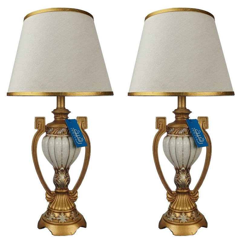 Pair of White & Golden Classical Table Lamps-TL66 – Raqeeq