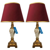 Pair of Flower Themed White & Golden Elegant Table Lamps for Bedroom - TL10