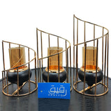 Set of 3 Metal Candle Stand with Glass Candle Holders - GD355