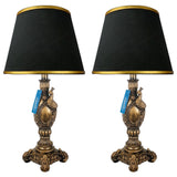 Pair of Antique Golden Peacock Themed Elegant Table Lamps for Bedroom - TL07