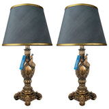 Pair of Antique Golden Peacock Themed Elegant Table Lamps for Bedroom - TL07