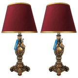 Pair of Antique Golden Peacock Themed Elegant Table Lamps for Bedroom - TL07