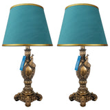 Pair of Antique Golden Peacock Themed Elegant Table Lamps for Bedroom - TL07