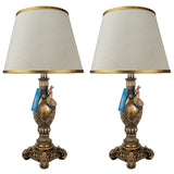 Pair of Antique Golden Peacock Themed Elegant Table Lamps for Bedroom - TL07