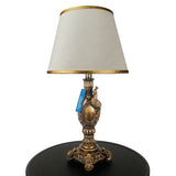 Pair of Antique Golden Peacock Themed Elegant Table Lamps for Bedroom - TL07