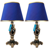 Pair of Black & Golden Peacock Themed Elegant Table Lamps for Bedroom - TL08